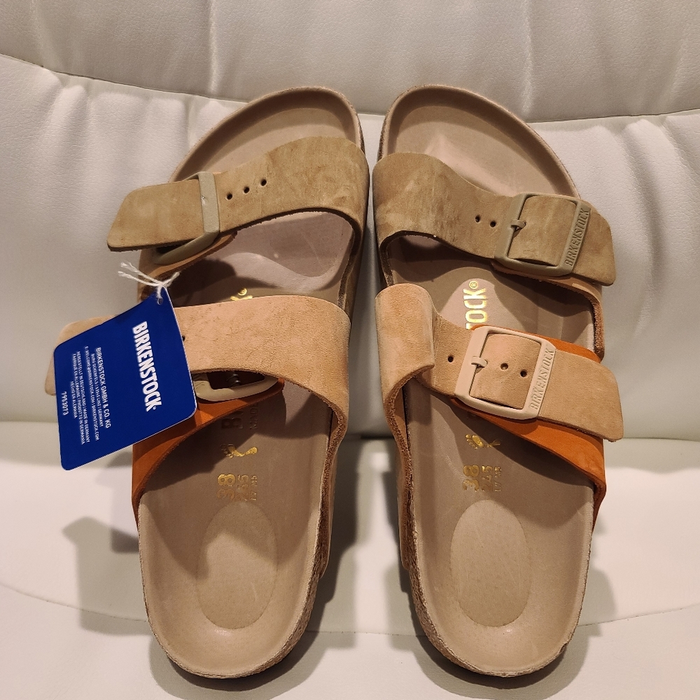 Birkenstock Arizona Split Hex Colorblocked Nubuck Slides Size 38